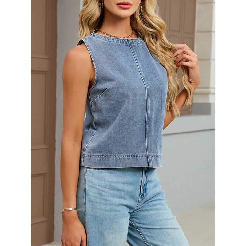Benuynffy Casual Round Neck De - Women Fashion Jeans Top reseña y precio