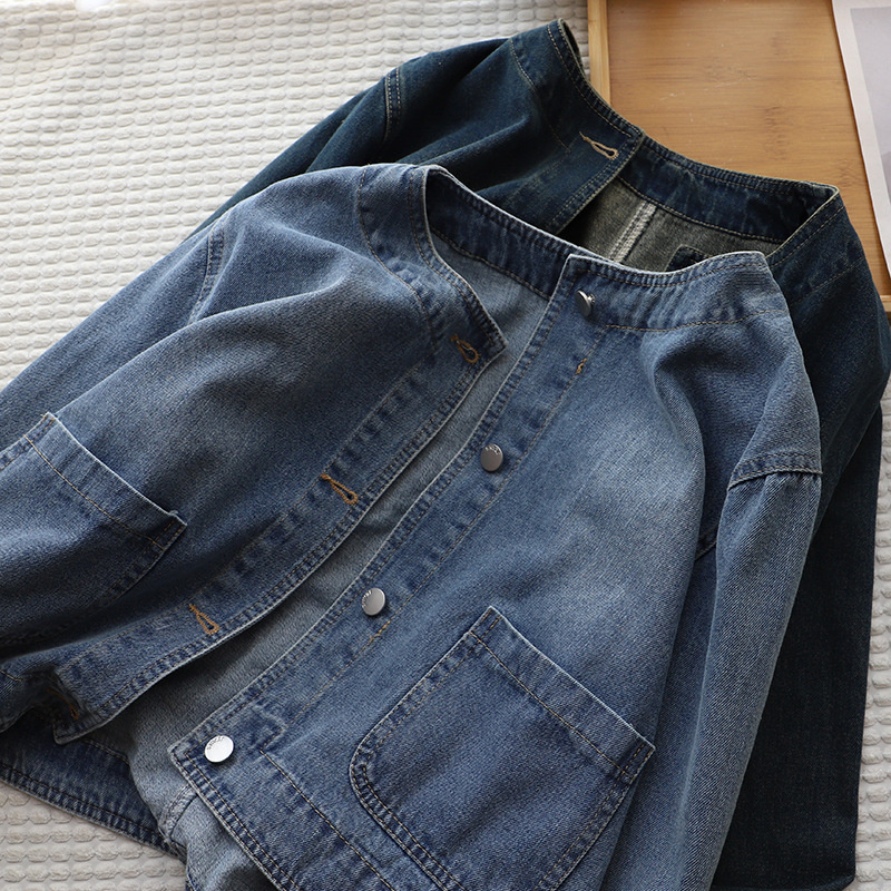 Fashion O-neck Denim Jacket Wo - Women Fashion Jeans Top reseña y precio