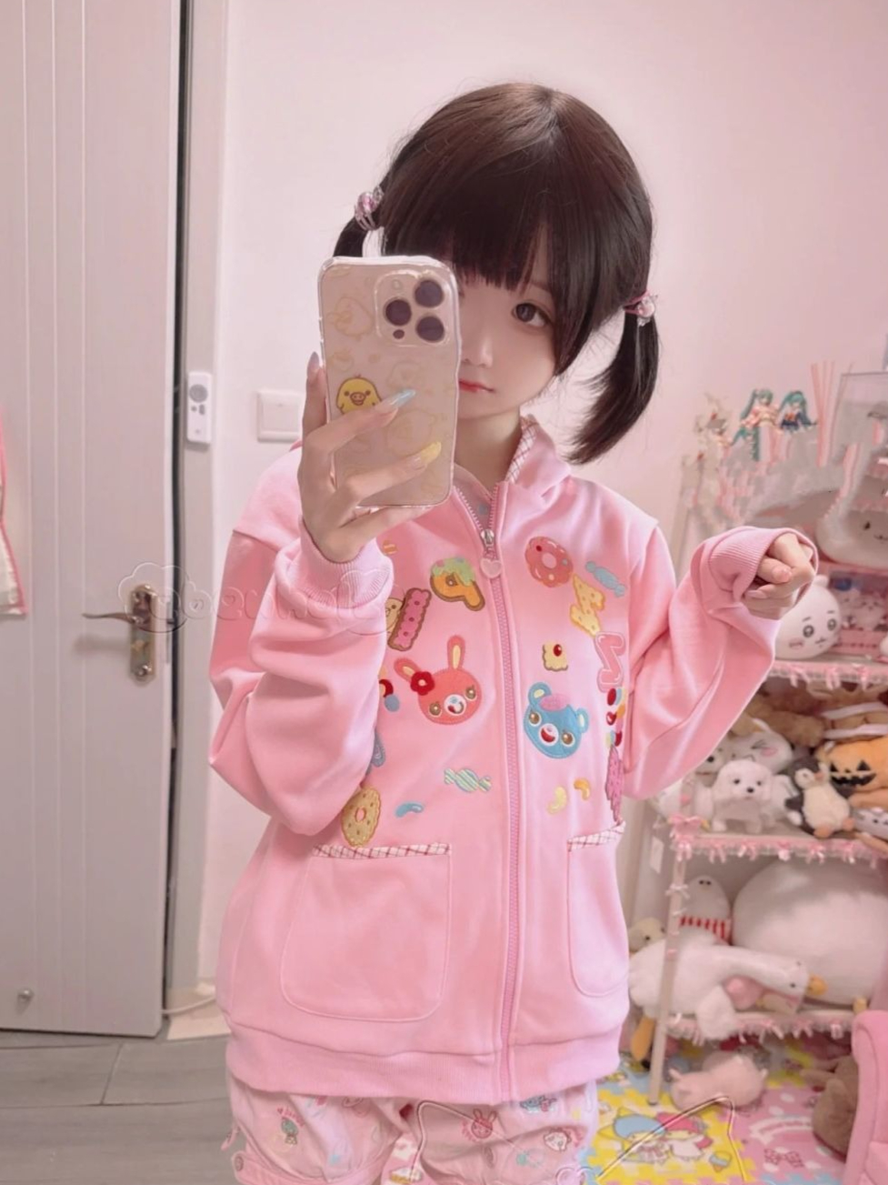 Kawaii Hoodie Cartoon Patch Po - Women'S Fashion Zip Up Hoodies reseña y precio