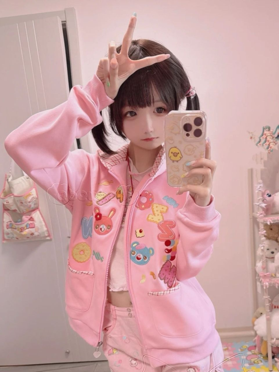 Kawaii Hoodie Cartoon Patch Po - Women'S Fashion Zip Up Hoodies reseña y precio
