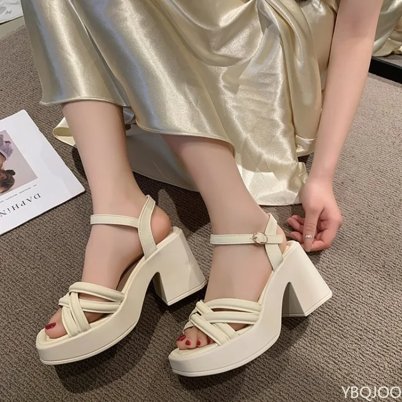 Thick Soled Thick High-heeled  - Belted Shirt Dress reseña y precio