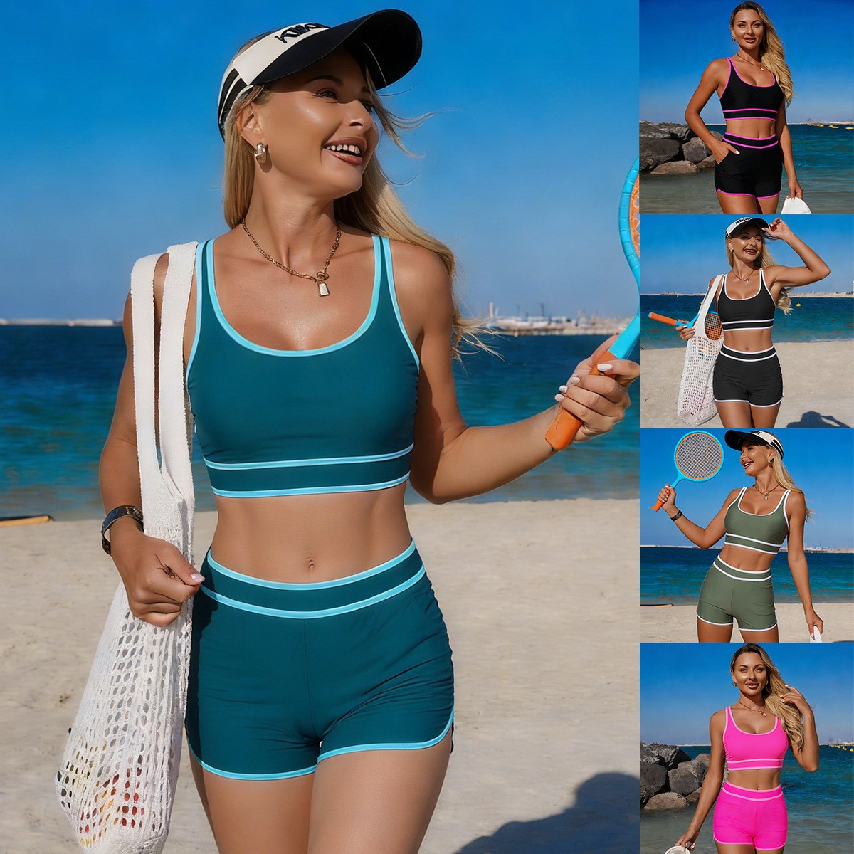 Olive Green Bikini Sleeveless  - Crop Top Women reseña y precio