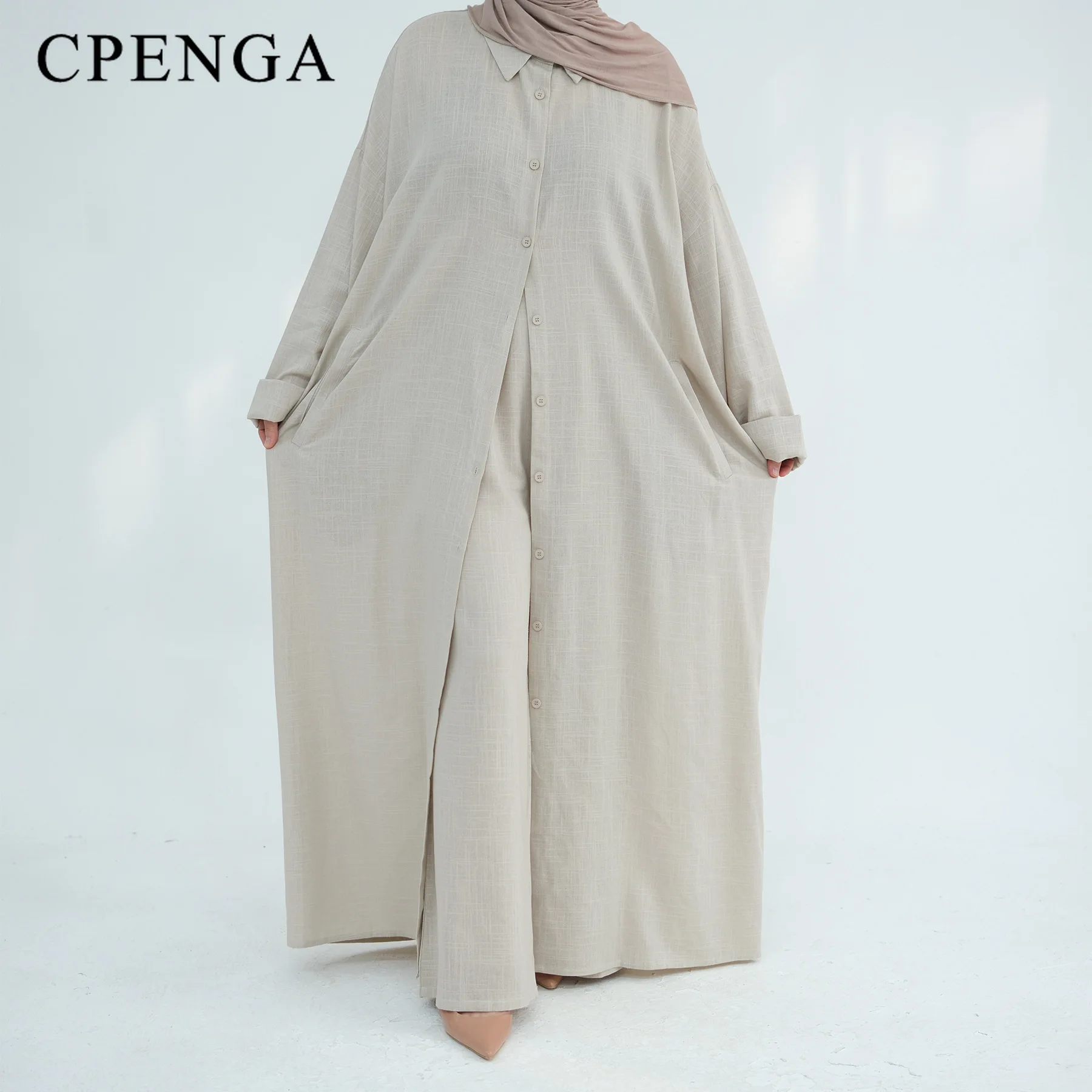 Ramadan Two Piece Linen Muslim - Turkey Women Fashion reseña y precio