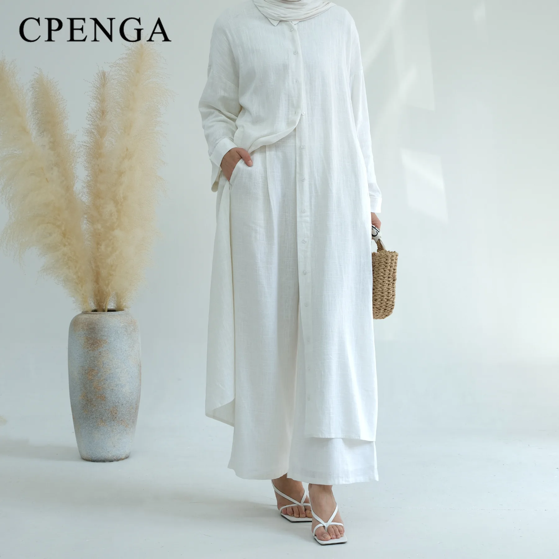 Ramadan Two Piece Linen Muslim - Turkey Women Fashion reseña y precio