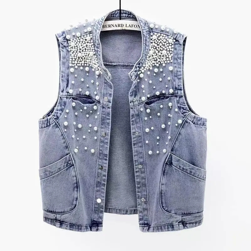 2023 New Summer Women's Beaded - Women Fashion Jeans Top reseña y precio