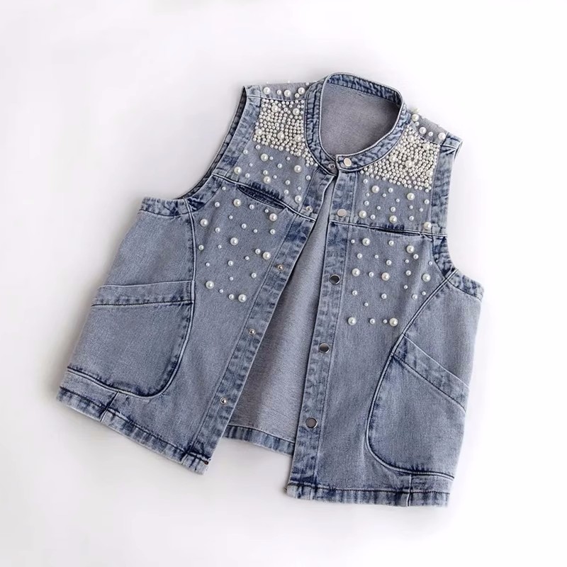 2023 New Summer Women's Beaded - Women Fashion Jeans Top reseña y precio