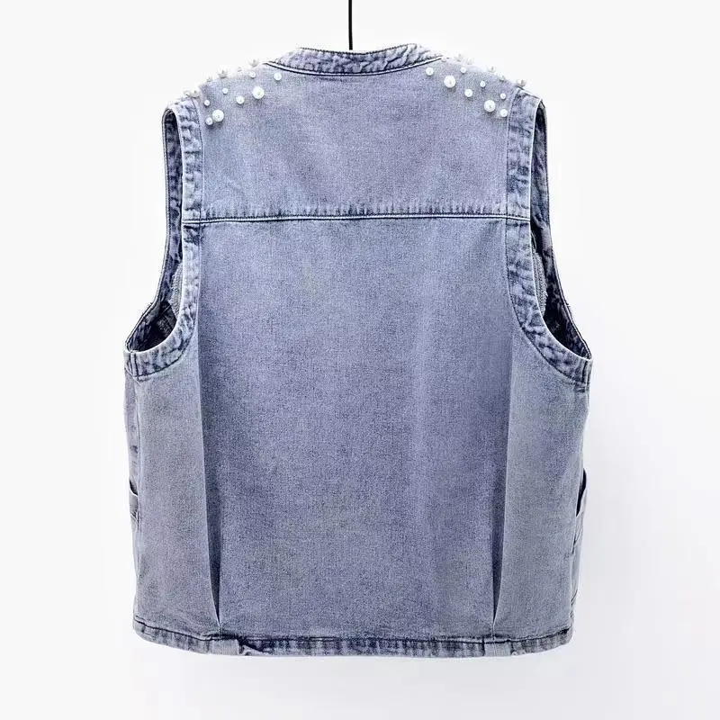 2023 New Summer Women's Beaded - Women Fashion Jeans Top reseña y precio