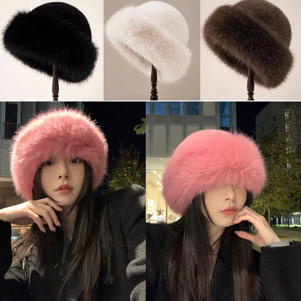 New Warm Fluffy Fur Bucket Hat - Bucket Hat Women reseña y precio