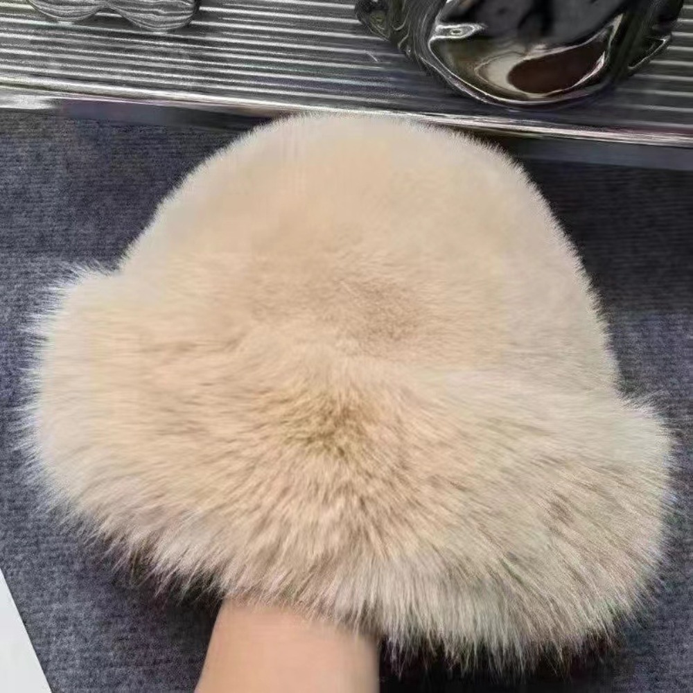 New Warm Fluffy Fur Bucket Hat - Bucket Hat Women reseña y precio