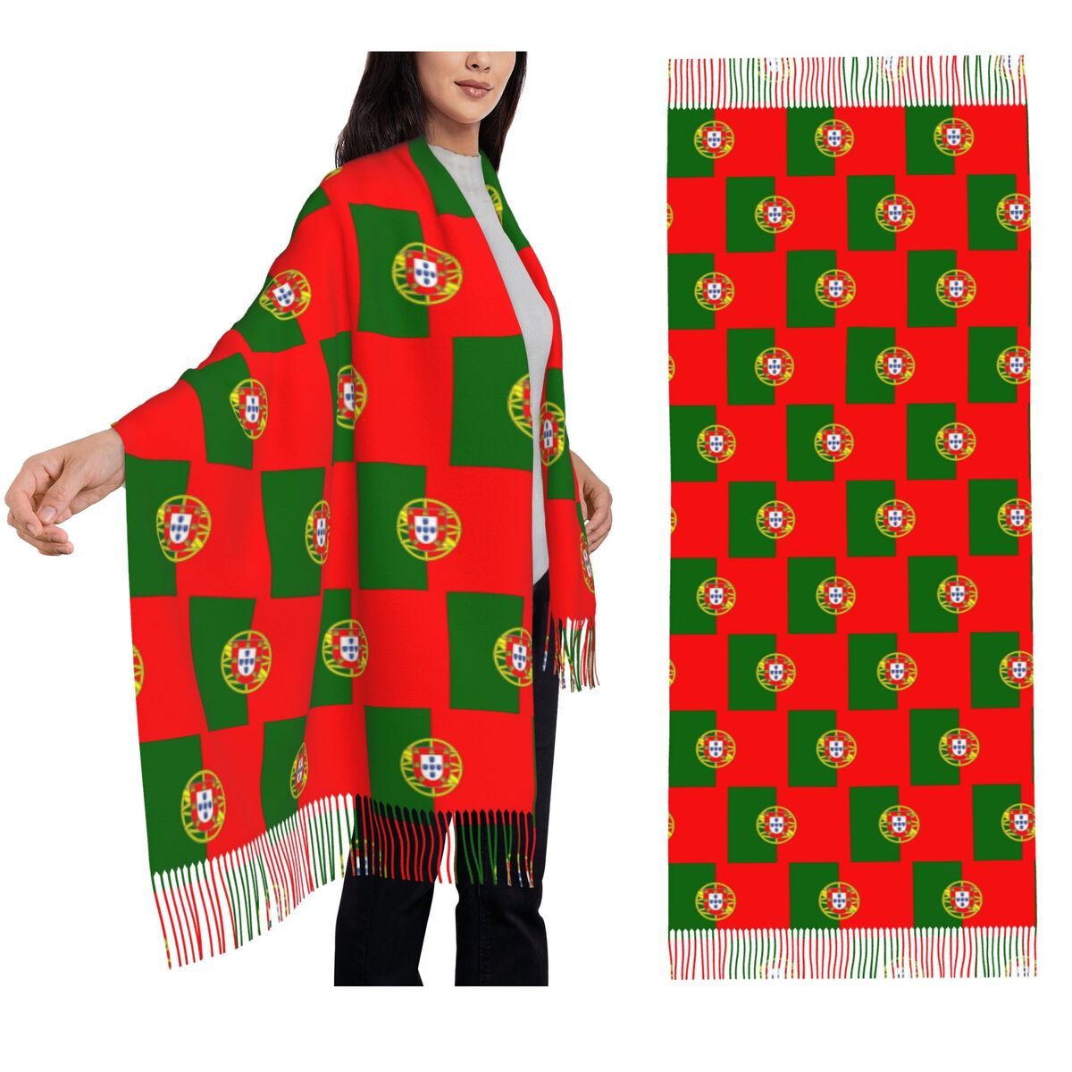 Flag Of Portugal Scarf Tassel  - Women'S Fashion Portugal reseña y precio