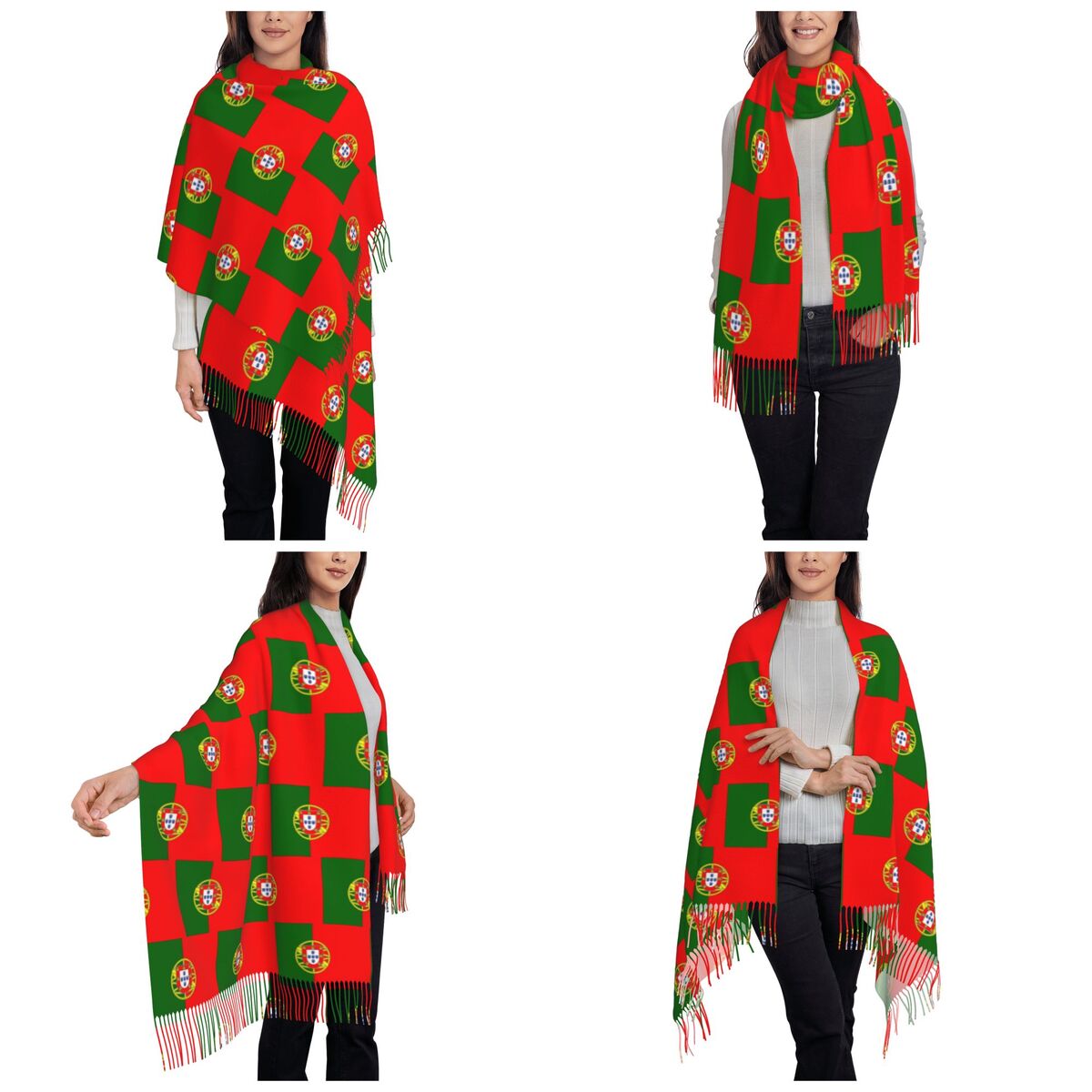 Flag Of Portugal Scarf Tassel  - Women'S Fashion Portugal reseña y precio