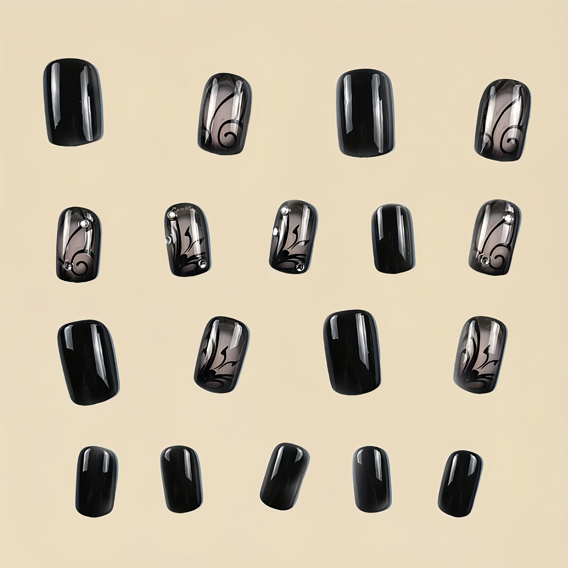 24PCS Medium Square Black Stri - Women Fashion Online reseña y precio