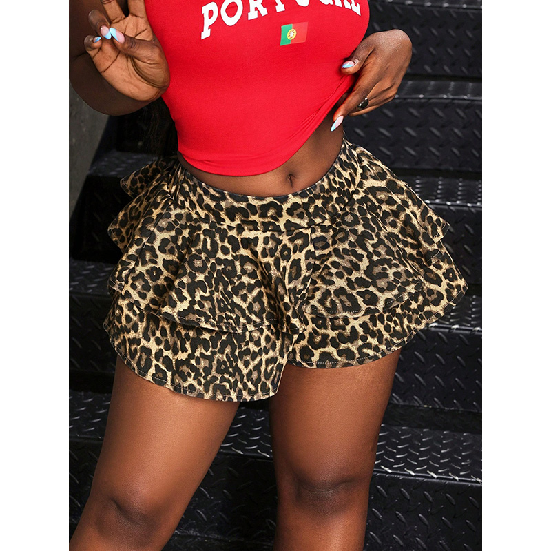Benuynffy Leopard Print Layere - Denim Shorts Women reseña y precio