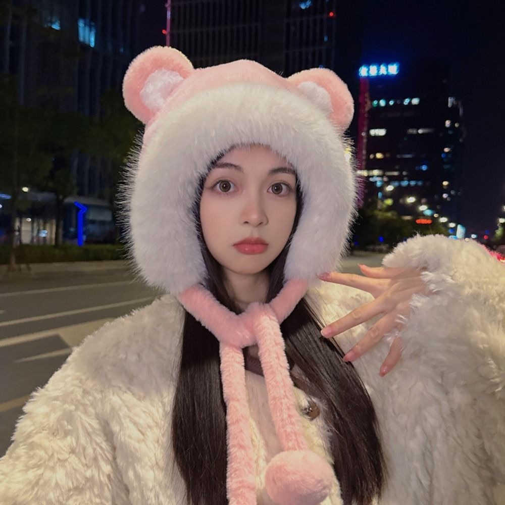 New Warm Winter Hat Woolen Ear - Bucket Hat Women reseña y precio