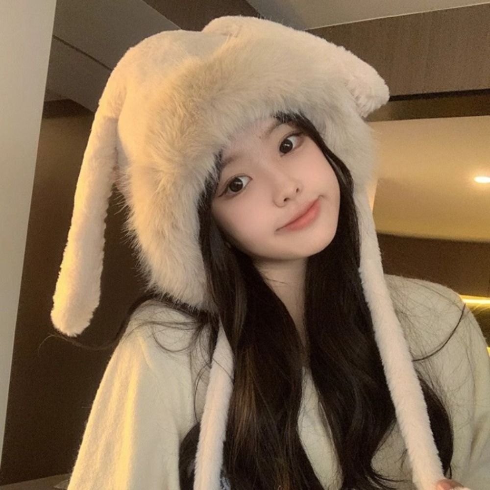 New Warm Winter Hat Woolen Ear - Bucket Hat Women reseña y precio