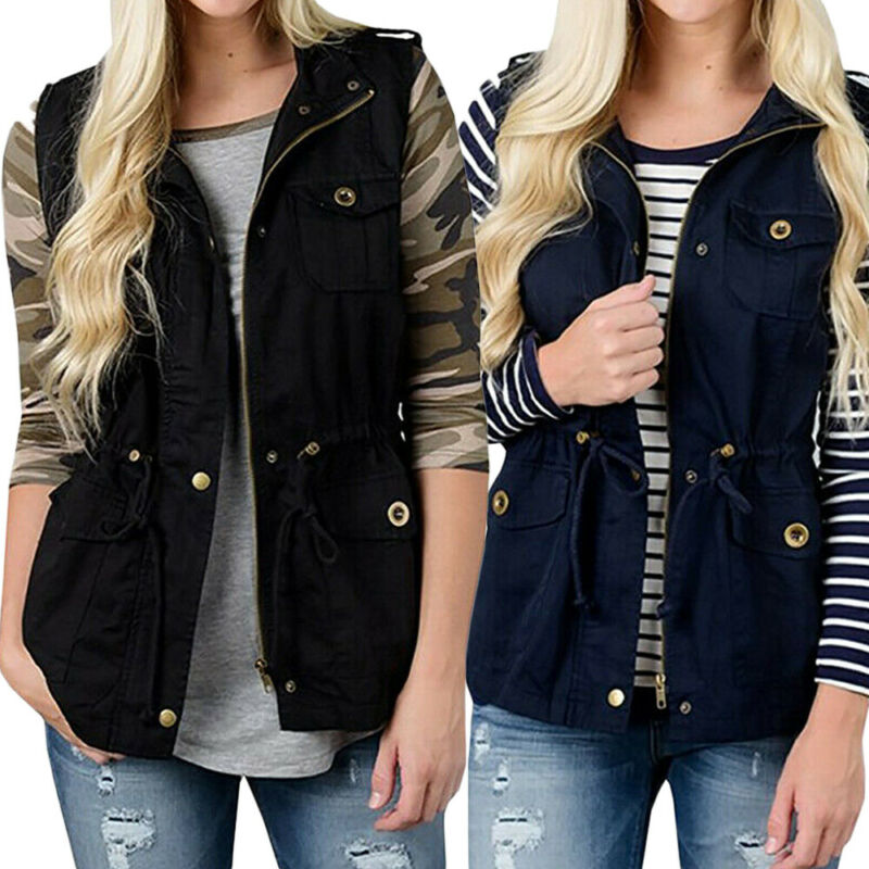 Fashion Women Vest Olive Cargo - Women'S Fashion Utility Jacket reseña y precio