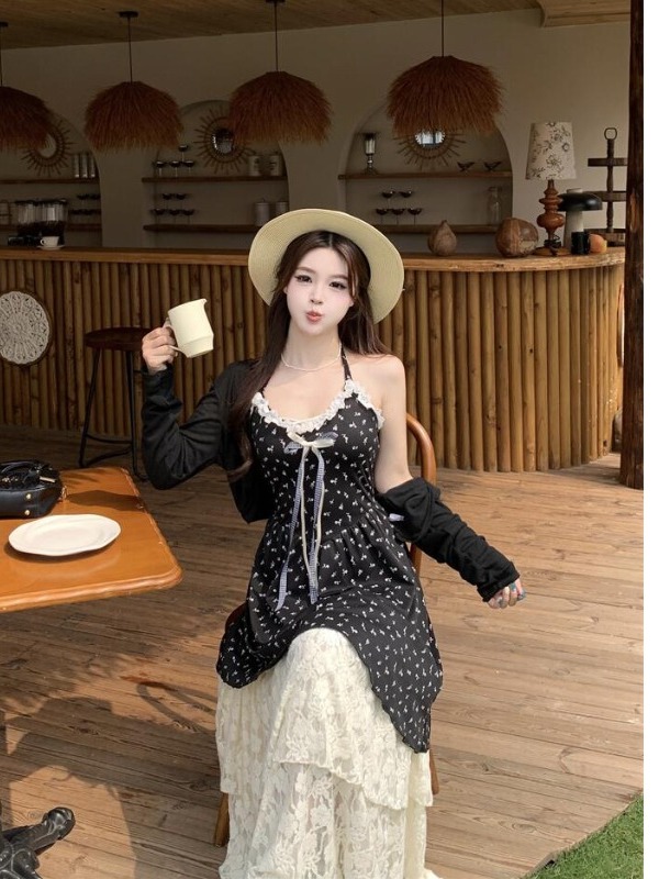 plus Size Floral Lace Trim  Kn - Belted Shirt Dress reseña y precio