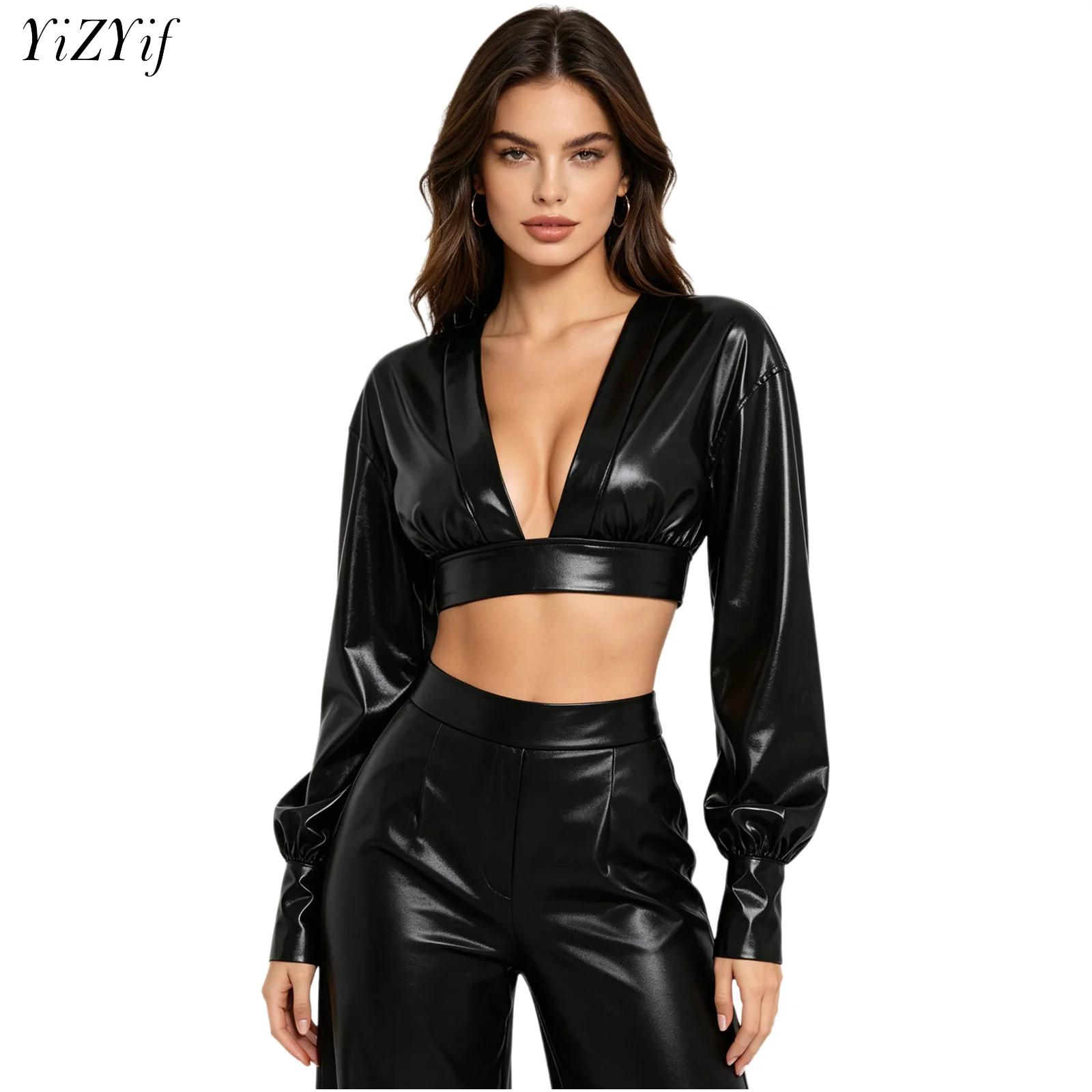 Womens Y2K Metallic Shiny Hip  - Crop Top Women reseña y precio